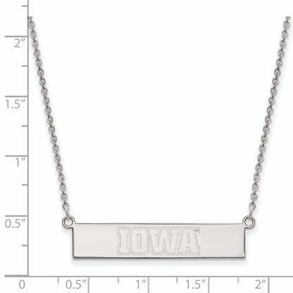 Sterling Silver Rhodium Plated Logoart University Of Iowa Small Bar 18 Inch Necklace
