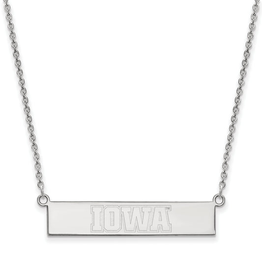 Sterling Silver Rhodium Plated Logoart University Of Iowa Small Bar 18 Inch Necklace