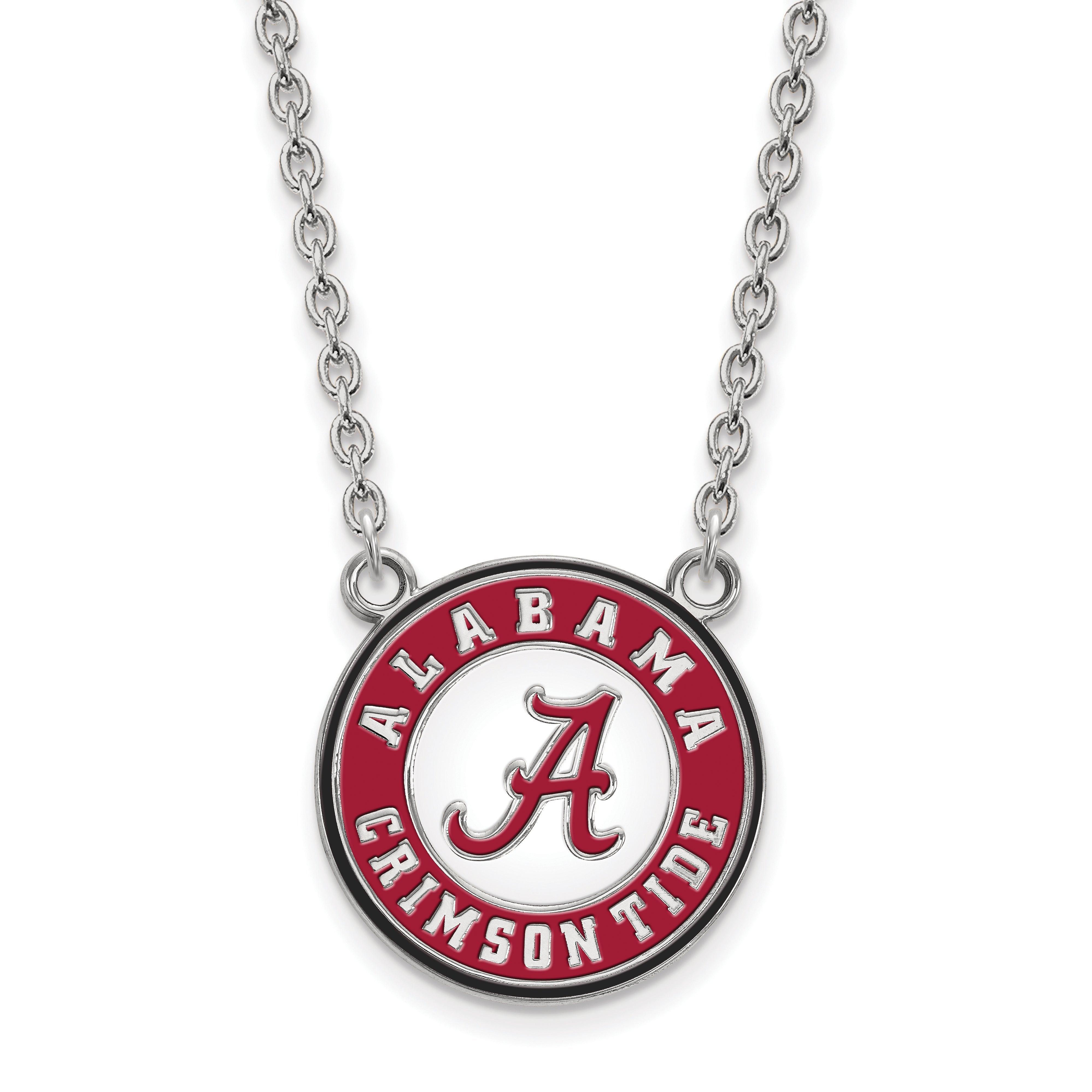 Sterling Silver Rhodium Plated Logoart University Of Alabama Crimson Tide Large Enameled Pendant 18 Inch Necklace
