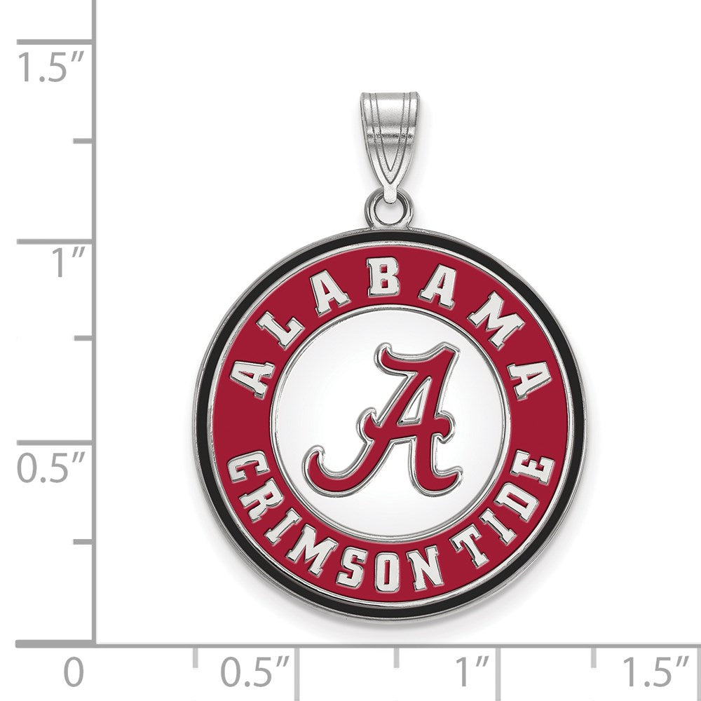 Sterling Silver Rhodium Plated Logoart University Of Alabama Crimson Tide Extra Large Enameled Disc Pendant