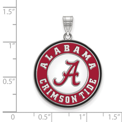 Sterling Silver Rhodium Plated Logoart University Of Alabama Crimson Tide Extra Large Enameled Disc Pendant