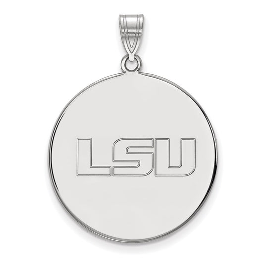 Sterling Silver Rhodium Plated Logoart Louisiana State University L S U Extra Large Disc Pendant