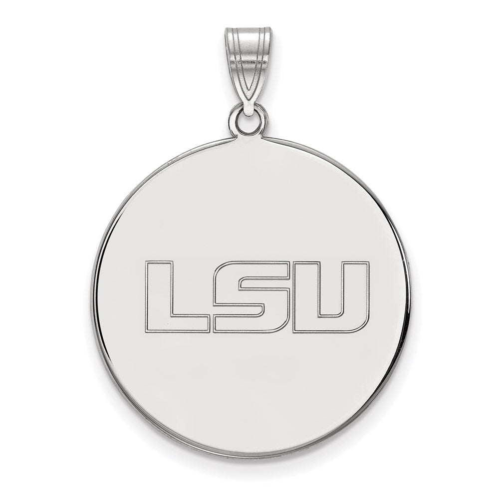 14K White Gold Logoart Louisiana State University L S U Extra Large Disc Pendant