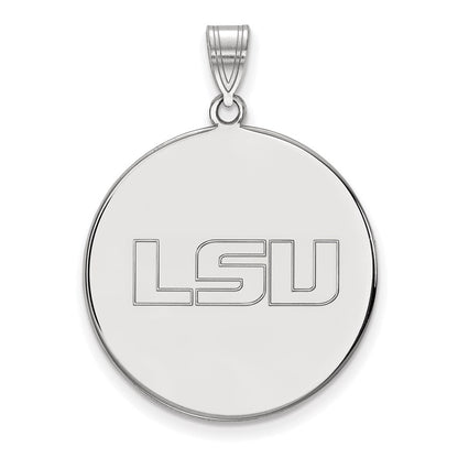 14K White Gold Logoart Louisiana State University L S U Extra Large Disc Pendant