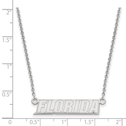 Sterling Silver Rhodium Plated Logoart University Of Florida Small Bar 18 Inch Necklace