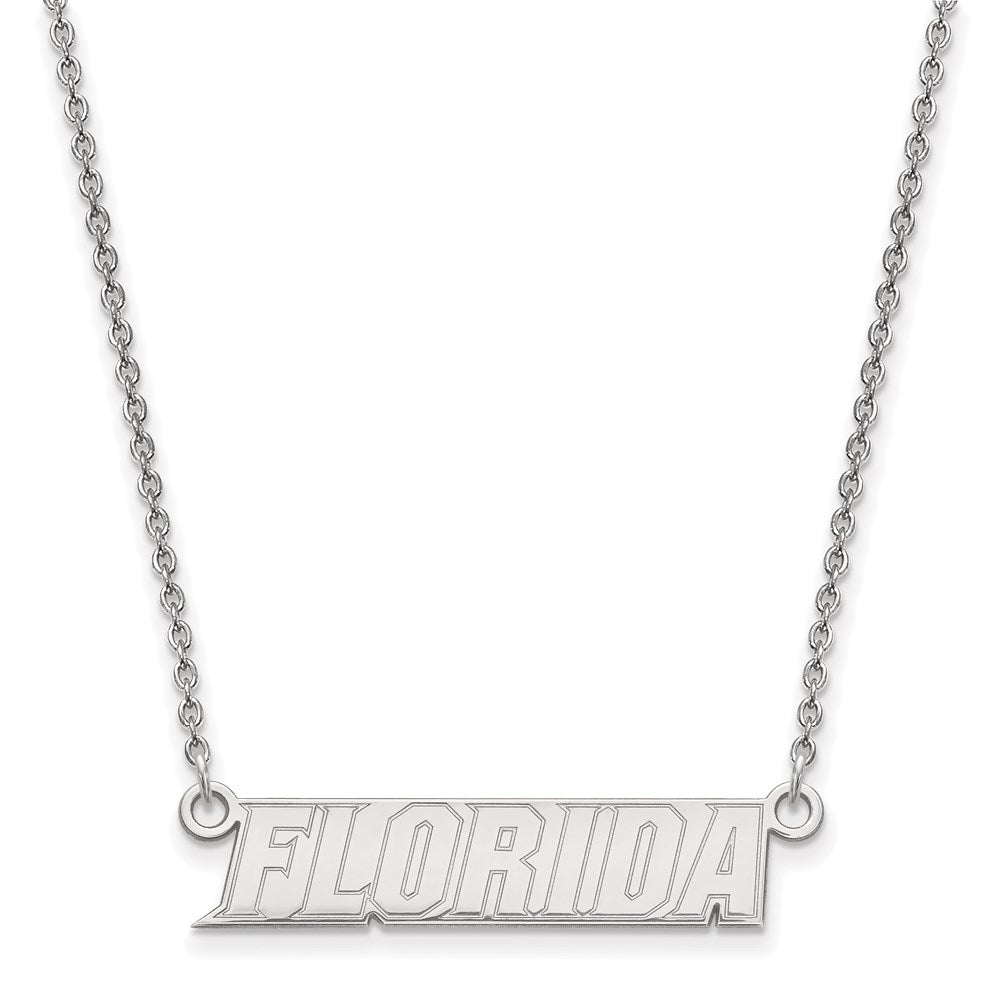 Sterling Silver Rhodium Plated Logoart University Of Florida Small Bar 18 Inch Necklace