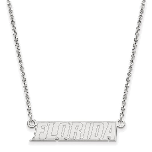 Sterling Silver Rhodium Plated Logoart University Of Florida Small Bar 18 Inch Necklace