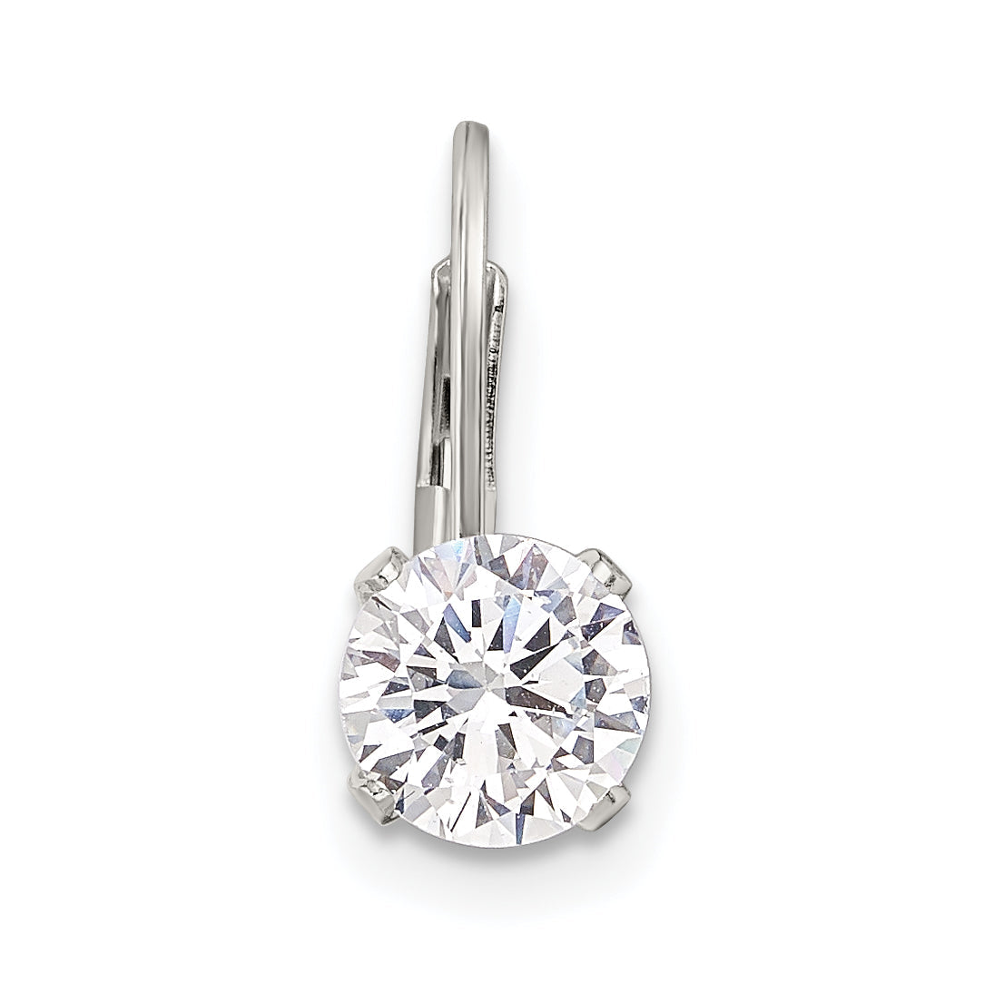 Sterling Silver 6.0 Cz Leverback Single Earring