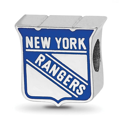 Sterling Silver Nhl Logoart New York Rangers Enameled Logo Bead
