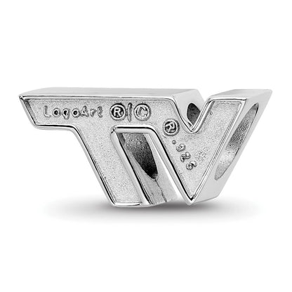 Sterling Silver Rhod-Pltd Logoart Virginia Tech V-T Enamel Logo Bead