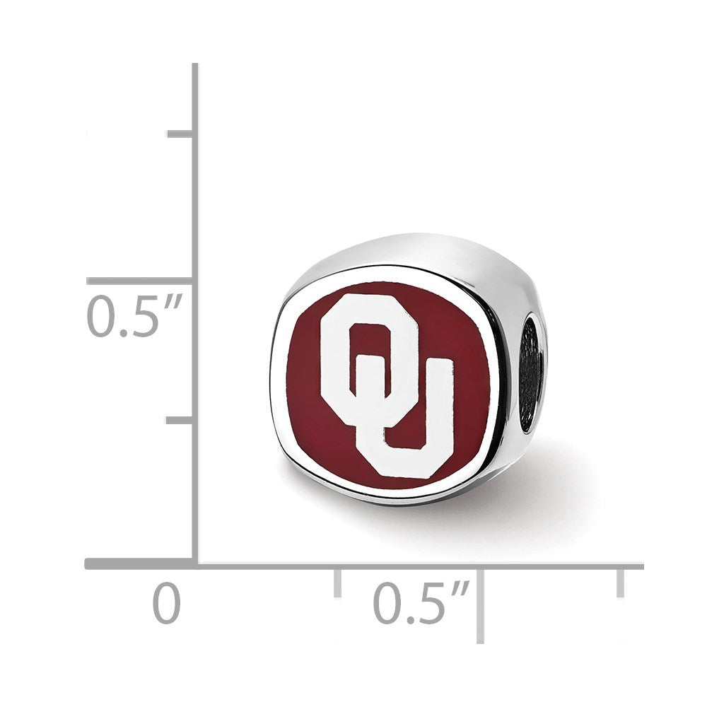 Sterling Silver Rhod-Pltd Logoart University of Oklahoma Enamel Bead