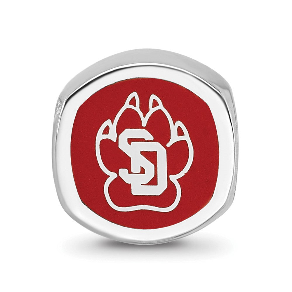 Sterling Silver Rhod-Pltd Logoart U. of South Dakota Enamel Bead