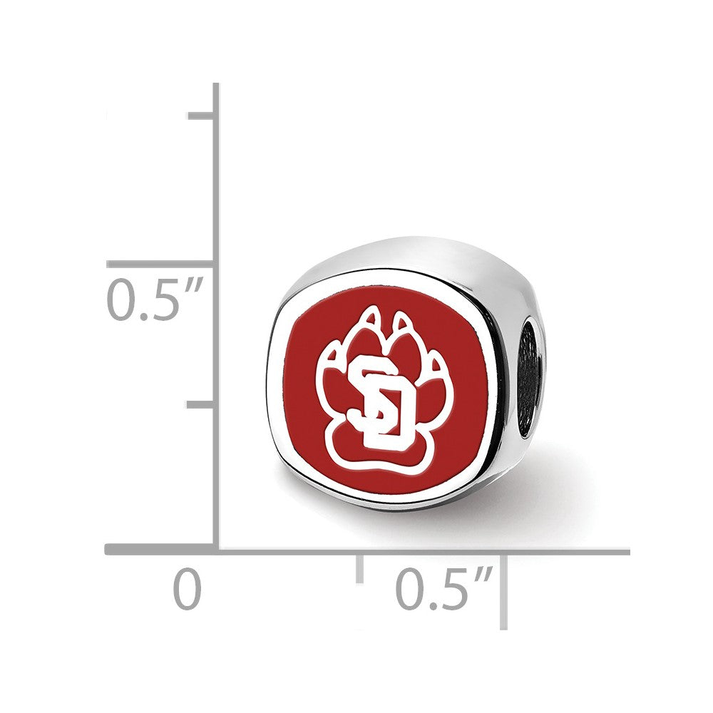 Sterling Silver Rhod-Pltd Logoart U. of South Dakota Enamel Bead