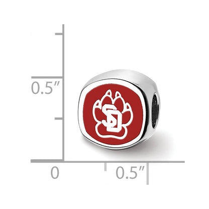 Sterling Silver Rhod-Pltd Logoart U. of South Dakota Enamel Bead