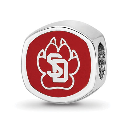 Sterling Silver Rhod-Pltd Logoart U. of South Dakota Enamel Bead