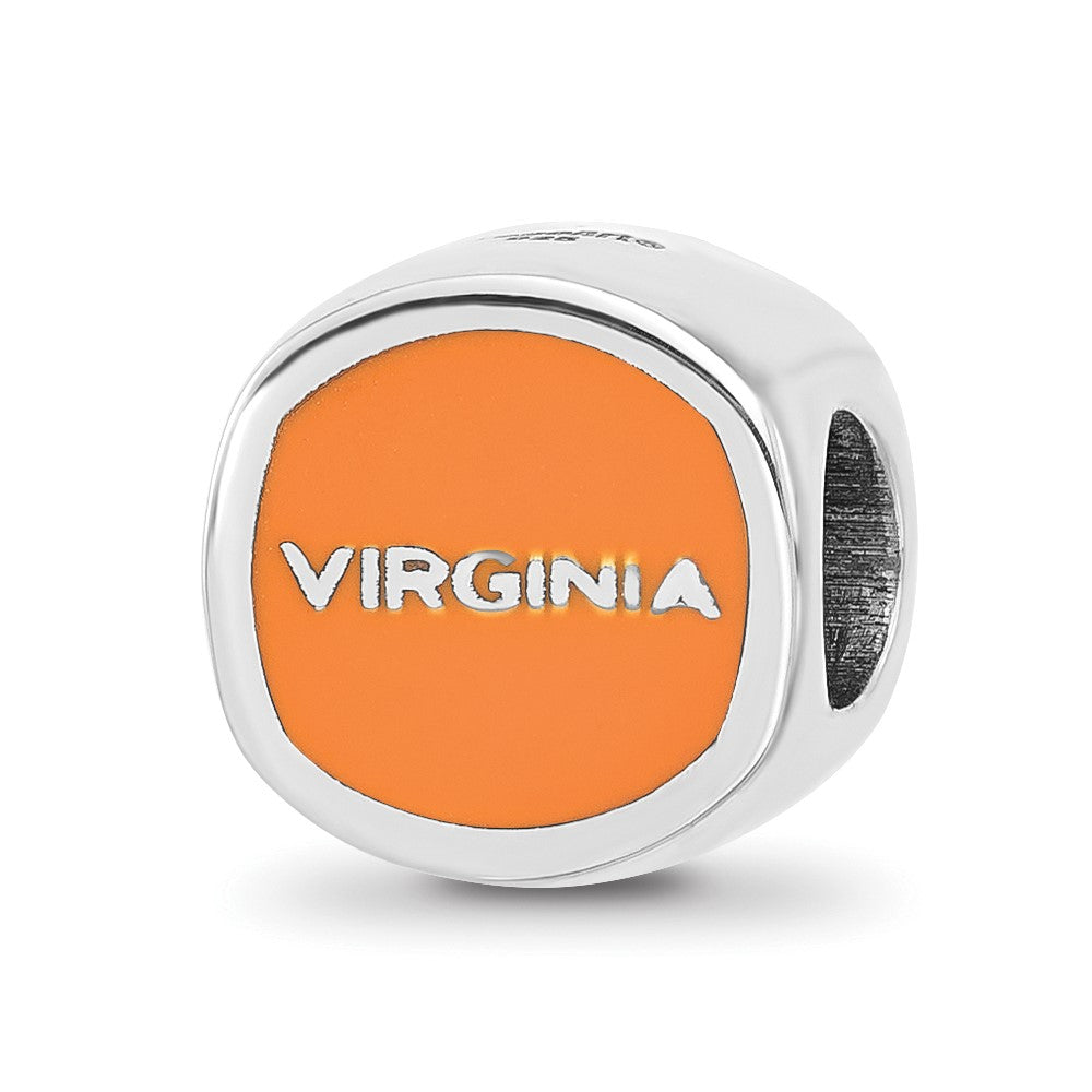 Sterling Silver Rhod-Pltd Logoart U. of Virginia Double Logo Enamel Bead