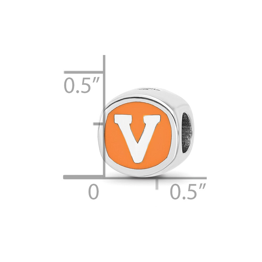 Sterling Silver Rhod-Pltd Logoart U. of Virginia Double Logo Enamel Bead