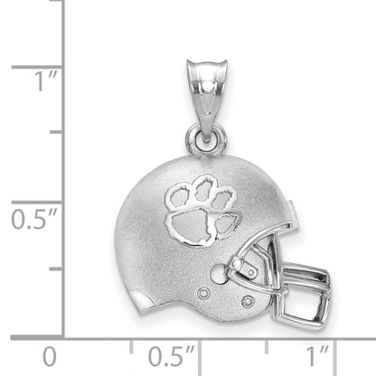 Sterling Silver Rhodium Plated Logoart Clemson University Tiger Paw Domed Football Helmet Pendant
