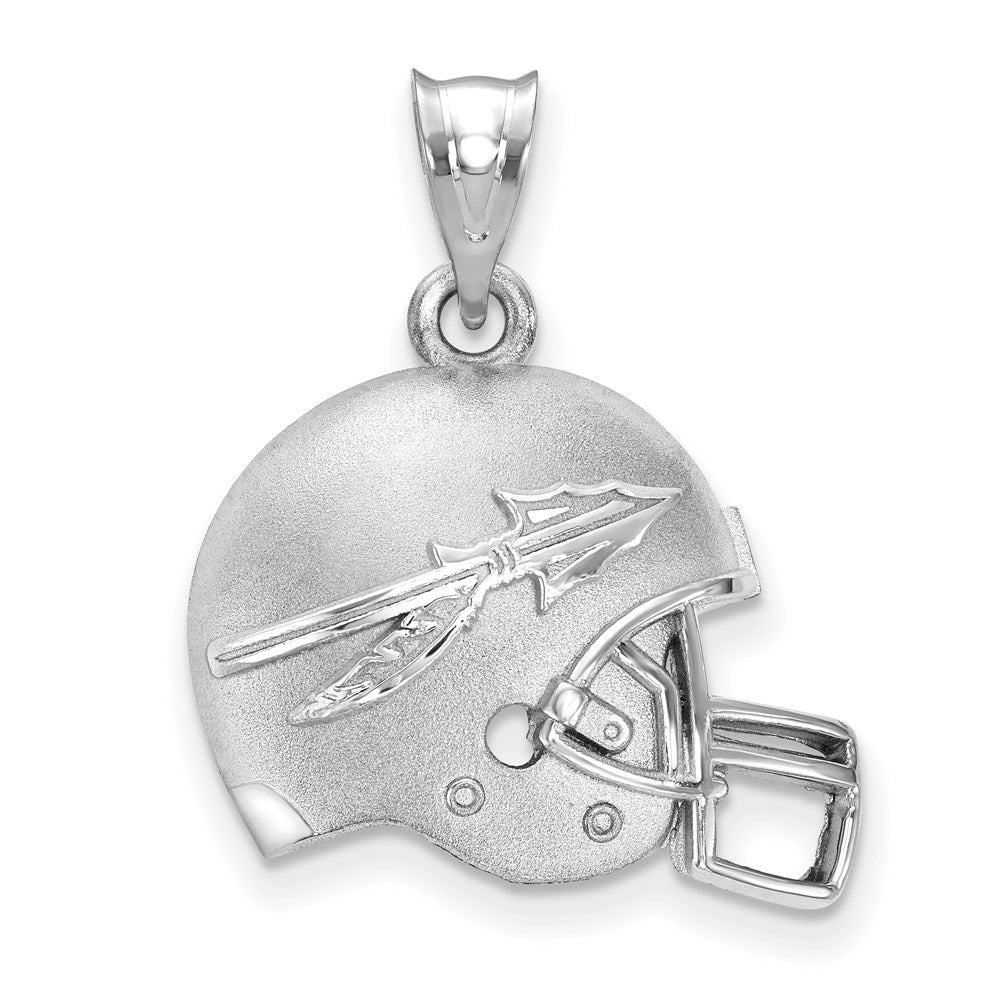 Sterling Silver Rhodium Plated Logoart Florida State University Arrow Domed Football Helmet Pendant