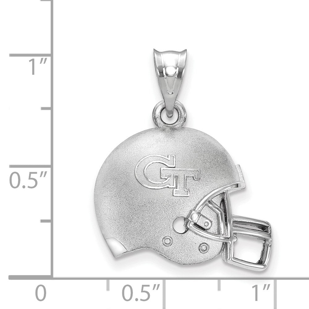 Sterling Silver Rhodium Plated Logoart Georgia Institute Of Technology G T Domed Football Helmet Pendant