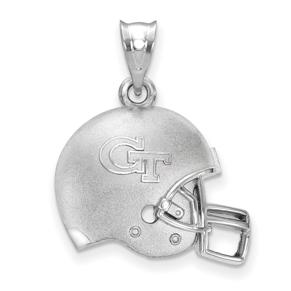 Sterling Silver Rhodium Plated Logoart Georgia Institute Of Technology G T Domed Football Helmet Pendant