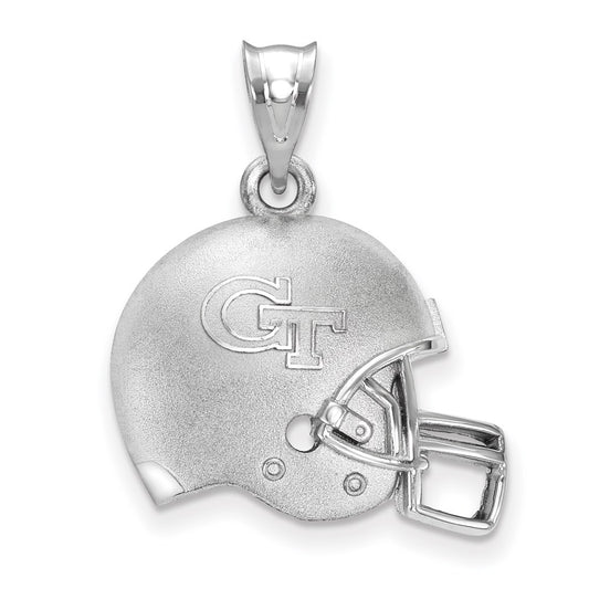 Sterling Silver Rhodium Plated Logoart Georgia Institute Of Technology G T Domed Football Helmet Pendant