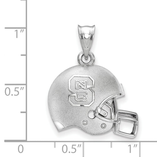 Sterling Silver Rhodium Plated Logoart North Carolina State University N C S Domed Football Helmet Pendant