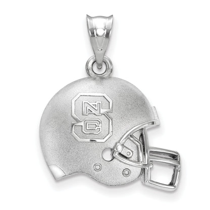 Sterling Silver Rhodium Plated Logoart North Carolina State University N C S Domed Football Helmet Pendant