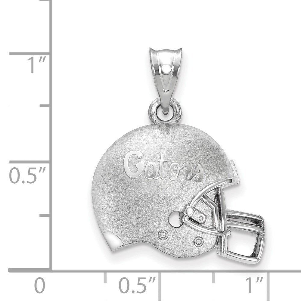 Sterling Silver Rhodium Plated Logoart University Of Florida Gators Script Domed Football Helmet Pendant