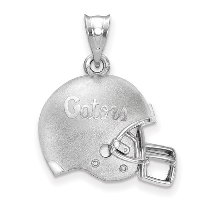 Sterling Silver Rhodium Plated Logoart University Of Florida Gators Script Domed Football Helmet Pendant