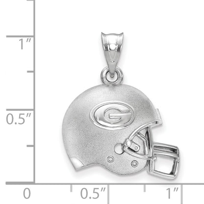 Sterling Silver Rhodium Plated Logoart University Of Georgia Letter G Domed Football Helmet Pendant