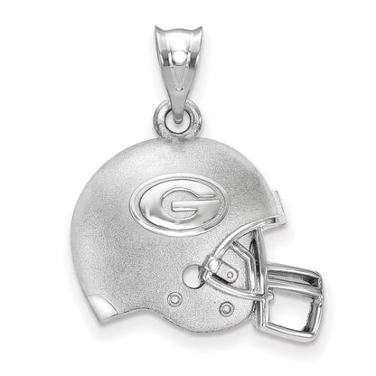 Sterling Silver Rhodium Plated Logoart University Of Georgia Letter G Domed Football Helmet Pendant