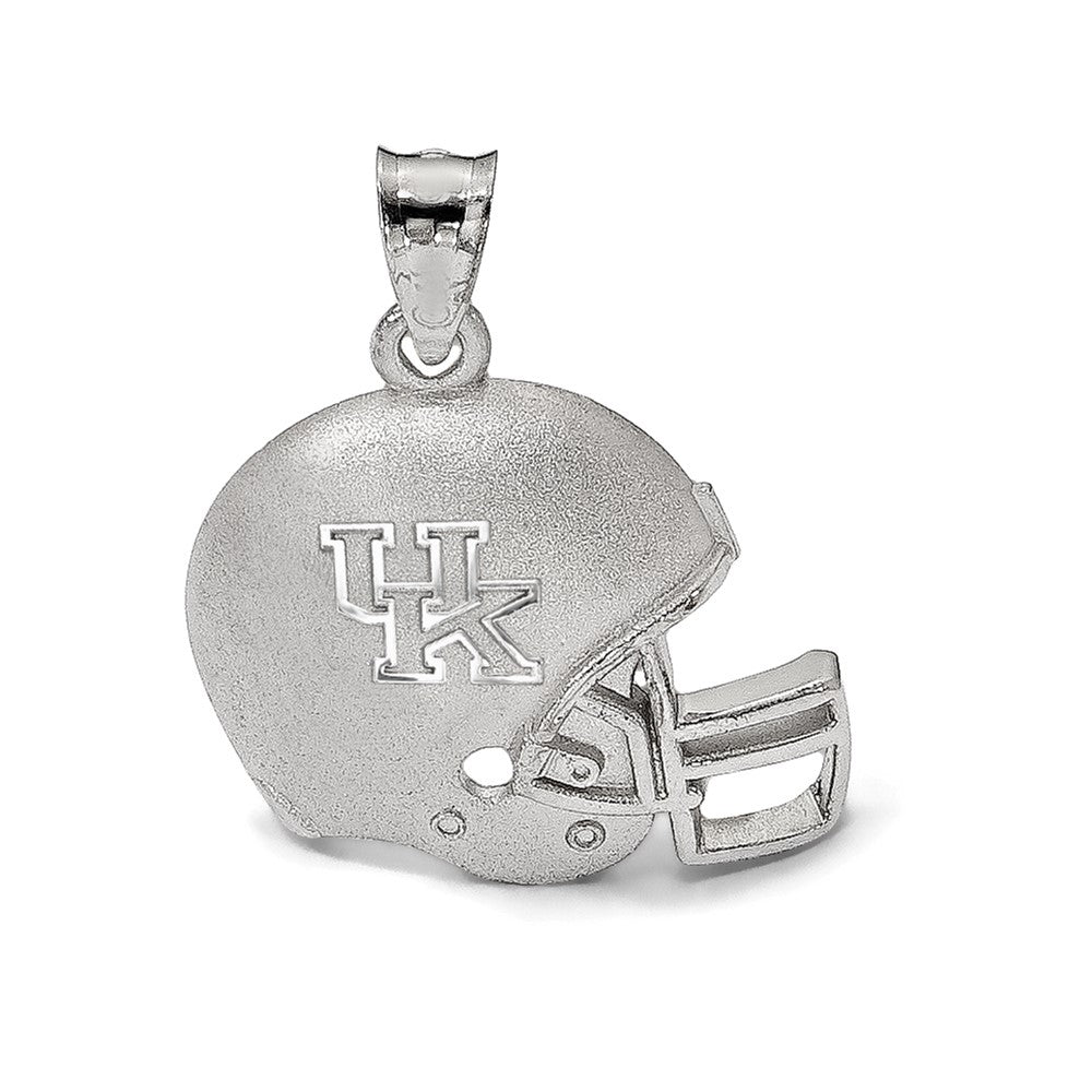 Sterling Silver Rhodium Plated Logoart University Of Kentucky Domed U K Football Helmet Pendant
