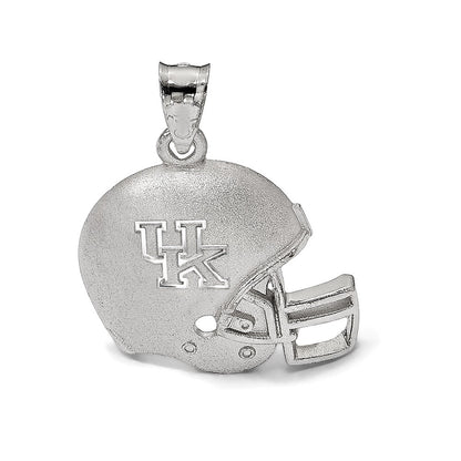 Sterling Silver Rhodium Plated Logoart University Of Kentucky Domed U K Football Helmet Pendant