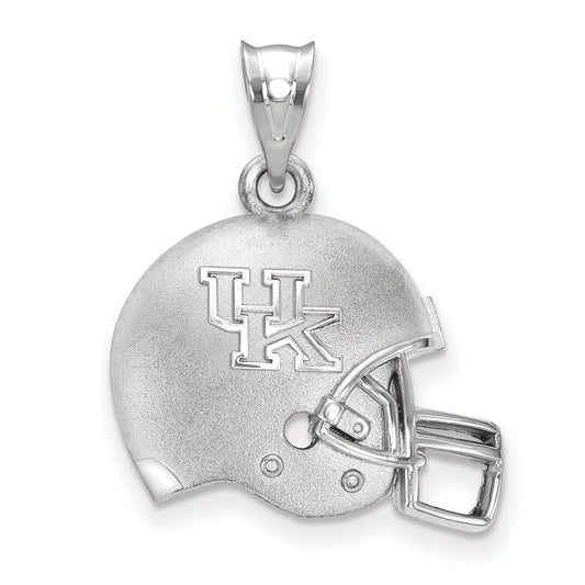 Sterling Silver Rhodium Plated Logoart University Of Kentucky Domed U K Football Helmet Pendant
