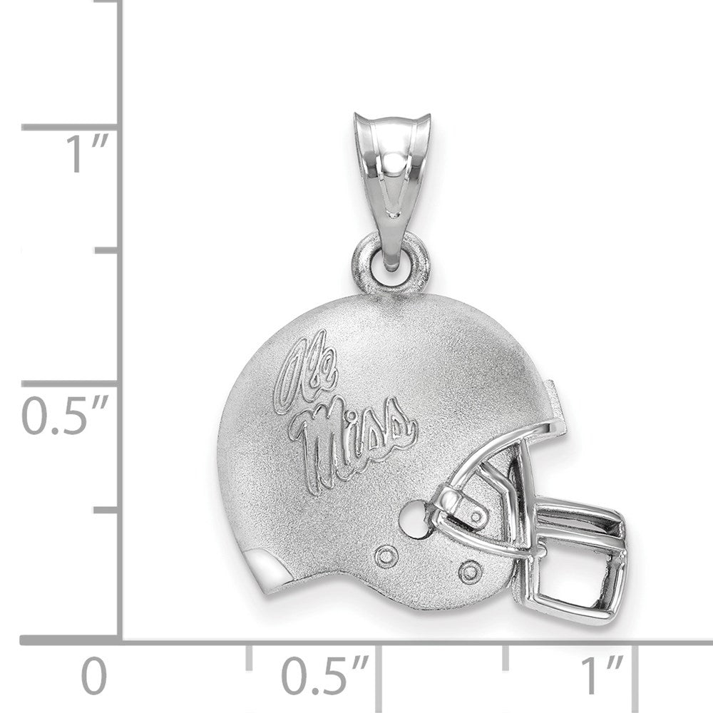 Sterling Silver Rhodium Plated Logoart University Of Mississippi Ole Miss Domed Football Helmet Pendant