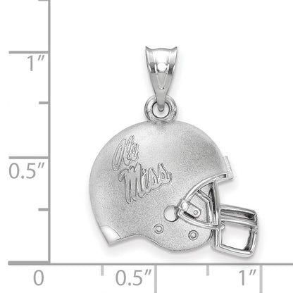 Sterling Silver Rhodium Plated Logoart University Of Mississippi Ole Miss Domed Football Helmet Pendant