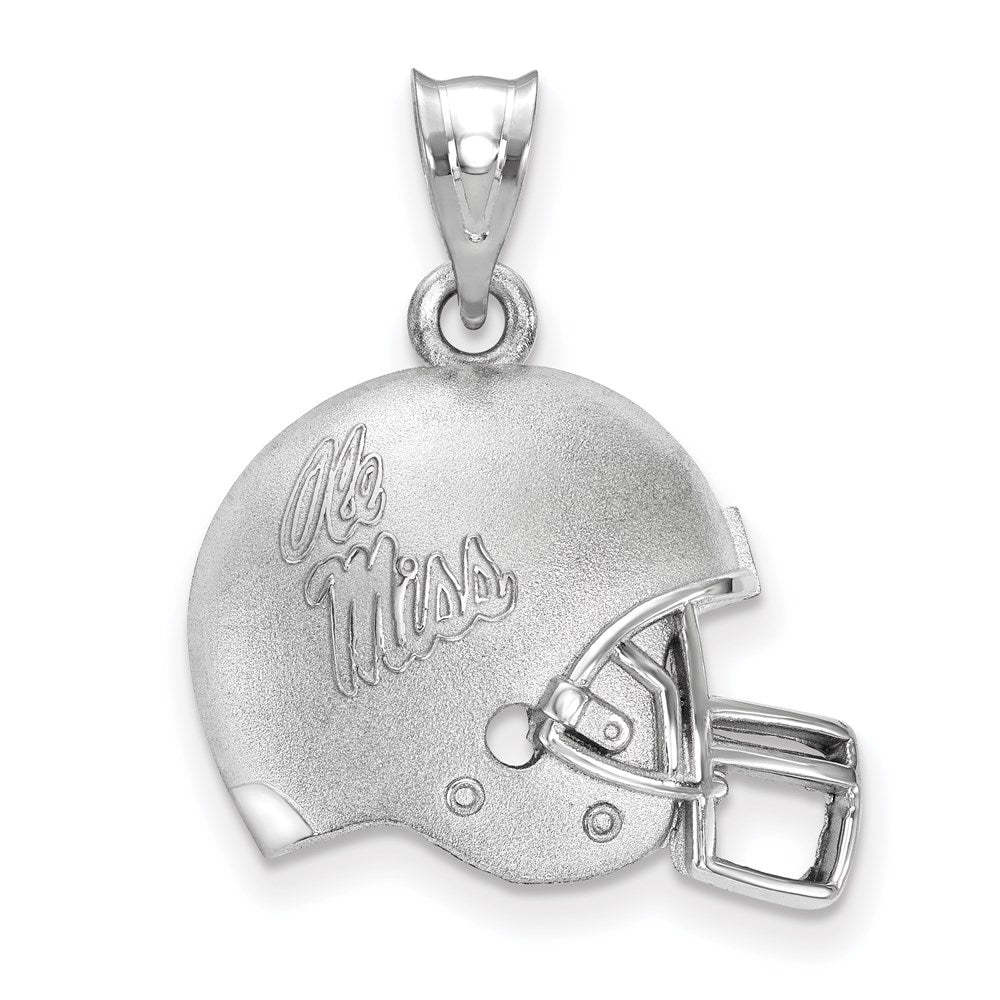 Sterling Silver Rhodium Plated Logoart University Of Mississippi Ole Miss Domed Football Helmet Pendant