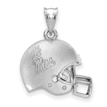 Sterling Silver Rhodium Plated Logoart University Of Mississippi Ole Miss Domed Football Helmet Pendant