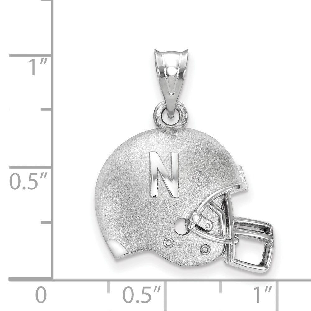 Sterling Silver Rhodium Plated Logoart University Of Nebraska Domed Football Helmet Pendant