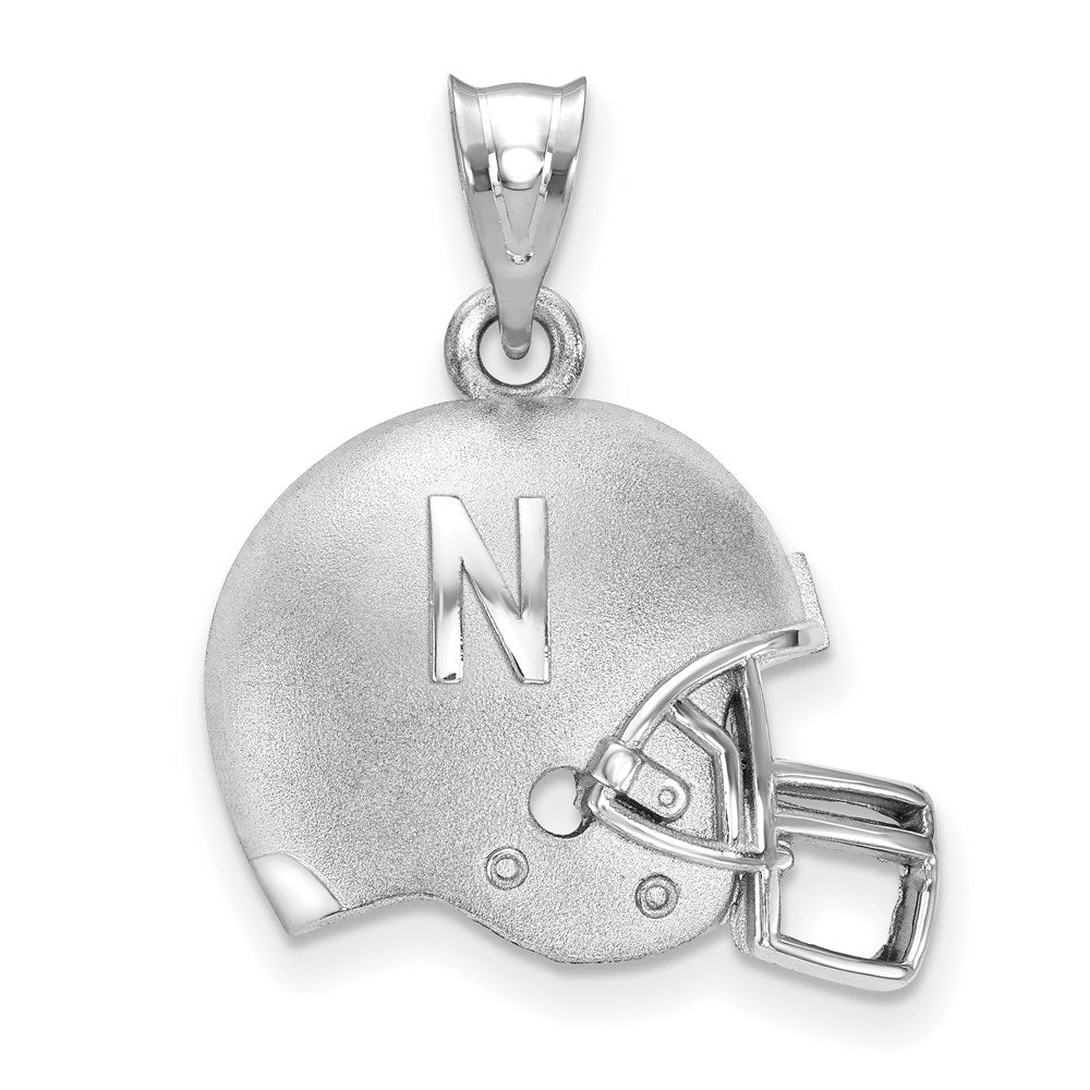 Sterling Silver Rhodium Plated Logoart University Of Nebraska Domed Football Helmet Pendant