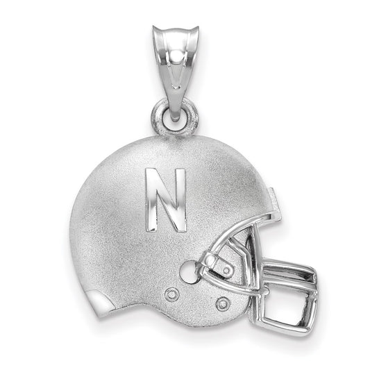 Sterling Silver Rhodium Plated Logoart University Of Nebraska Domed Football Helmet Pendant