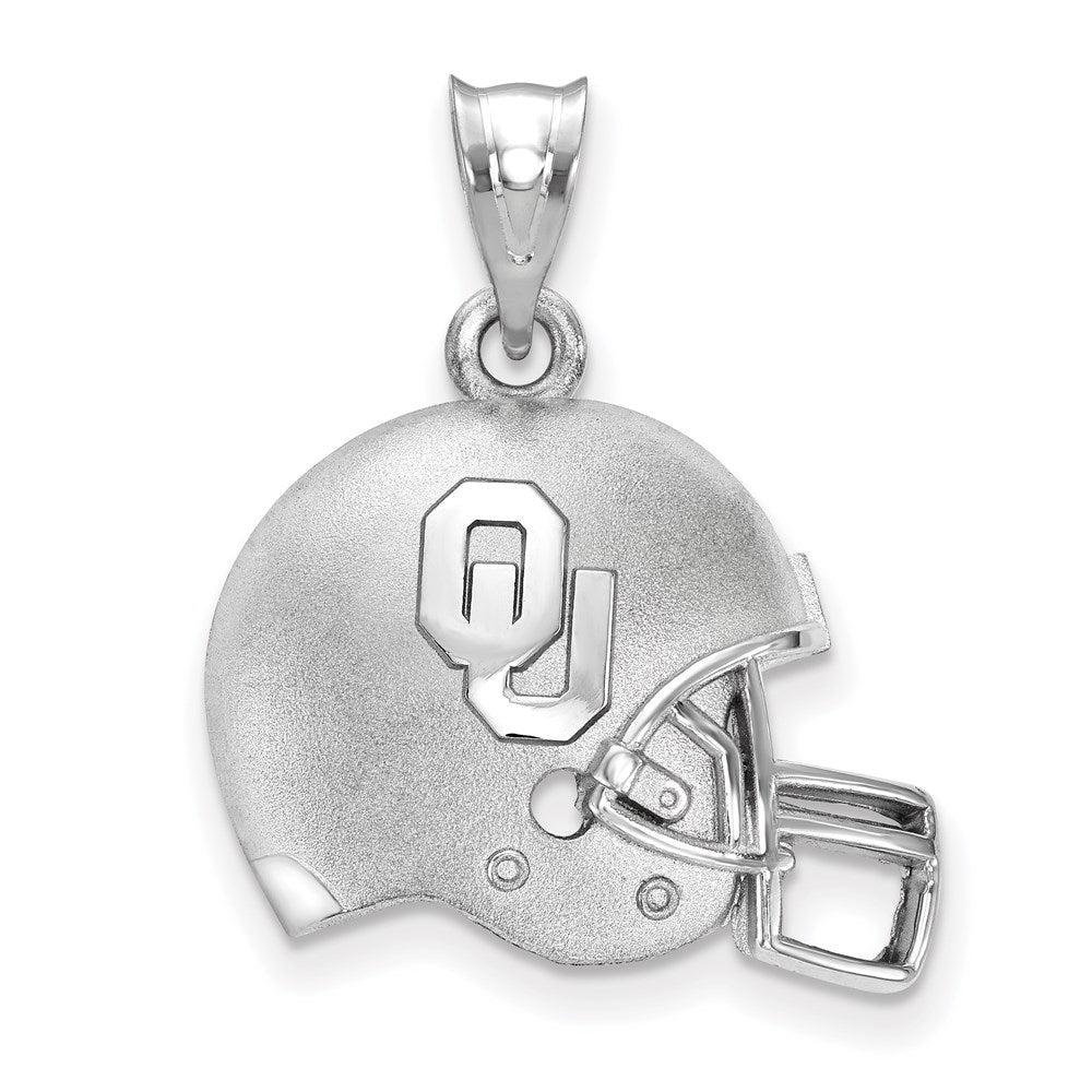 Sterling Silver Rhodium Plated Logoart University Of Oklahoma O U Football Helmet Pendant
