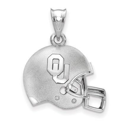 Sterling Silver Rhodium Plated Logoart University Of Oklahoma O U Football Helmet Pendant