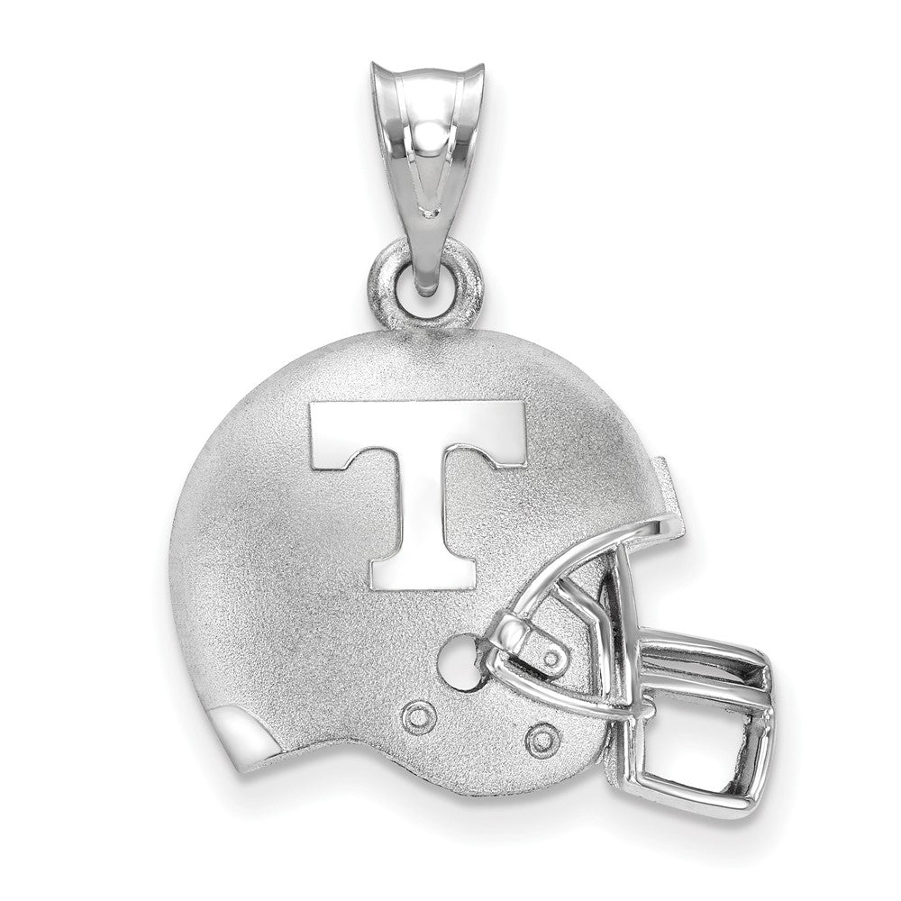 Sterling Silver Rhodium Plated Logoart University Of Tennessee Letter T Domed Football Helmet Pendant