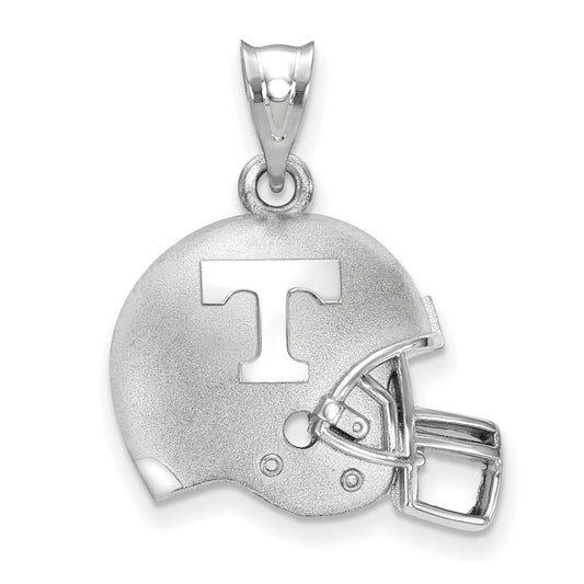Sterling Silver Rhodium Plated Logoart University Of Tennessee Letter T Domed Football Helmet Pendant