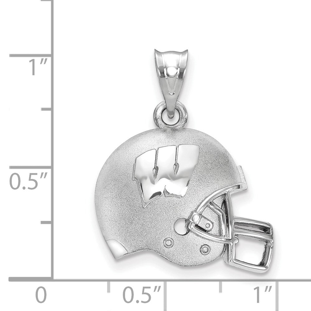 Sterling Silver Rhodium Plated Logoart University Of Wisconsin Domed Football Helmet Pendant