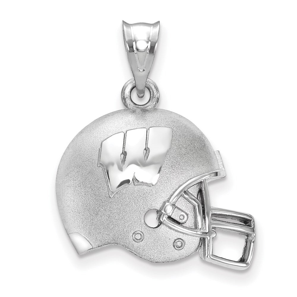 Sterling Silver Rhodium Plated Logoart University Of Wisconsin Domed Football Helmet Pendant