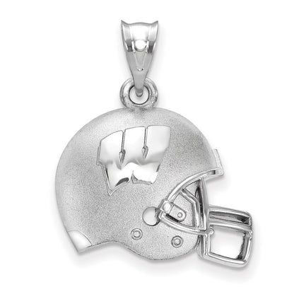 Sterling Silver Rhodium Plated Logoart University Of Wisconsin Domed Football Helmet Pendant