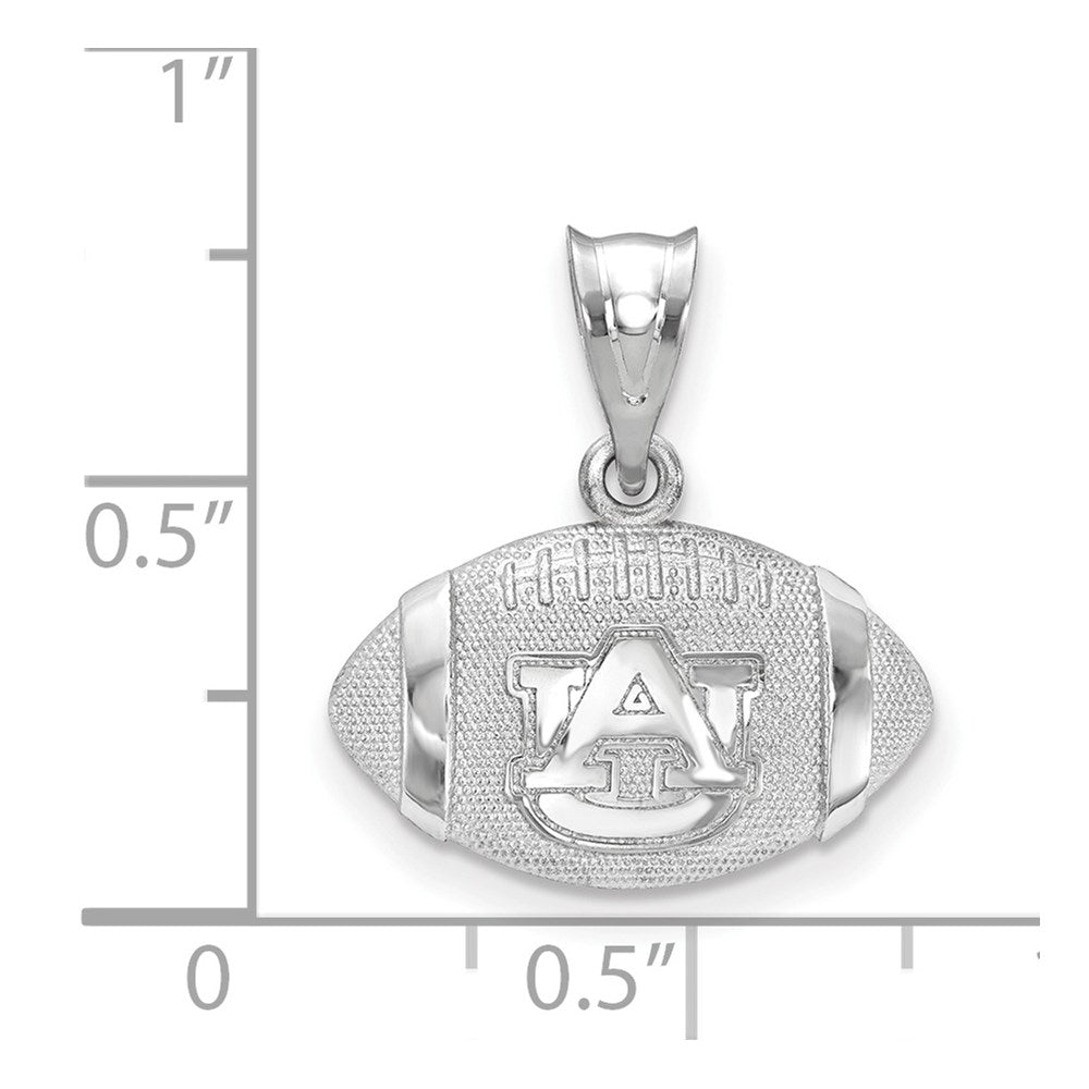 Sterling Silver Rhodium Plated Logoart Auburn University Domed Football Pendant